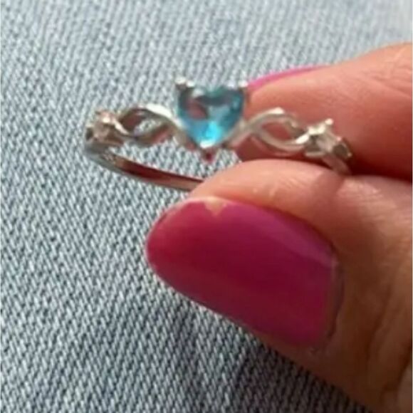 Blue Heart S925 Silver Ring - Picture 8 of 12